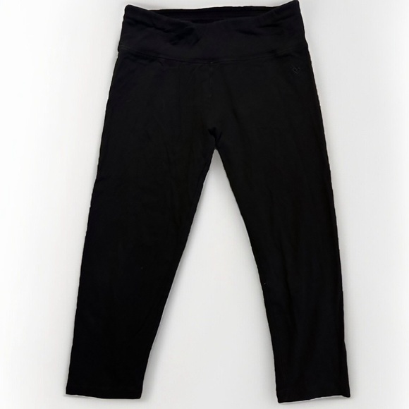 Justice Black Cropped Leggings Size 16 Girls Juniors Sweatpants Soft Capri - Picture 1 of 7